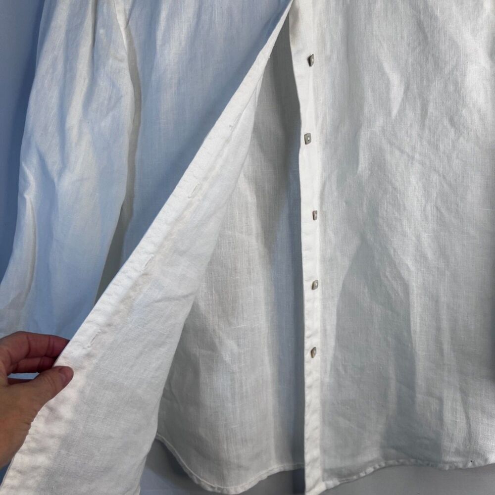 Cut Loose Linen Basic White Button Front Top Casu… - image 5